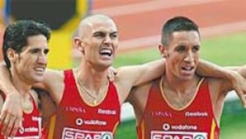 <b>LOS TRES MOSQUETEROS. </b>De izquierda a derecha, Eliseo Martín, Pentinel y Martín Berlanas tras su actuación en los últimos Europeos, donde fueron quinto, primero y tercero, respectivamente. El campeón ha cambiado su rapado al cero por un corte de pelo teñido de amarillo.