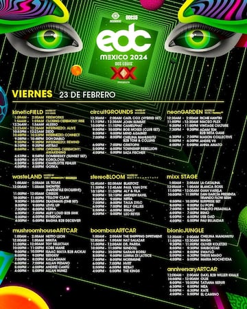 Horarios EDC Viernes 23 de febrero