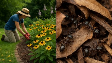Asian needle ants garden illustration