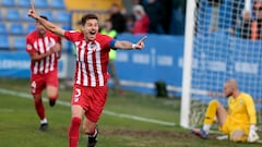 Marco Moreno celebra su gol con el Atleti B al Alcoyano.