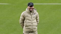 Simeone, sonriente en el entrenamiento.