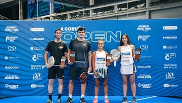 Javi Ruiz, Cardona, Claudia Jensen y Jessica Castelló, los campeones de A Coruña.