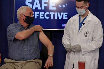 U.S. Vice President Mike Pence receives the coronavirus disease (COVID-19) vaccine at the White House in Washington, U.S., December 18, 2020.