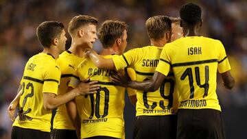 CHICAGO, IL - JULY 20: Borussia Dortmund react after leading at the half against the Manchester City during an International Champions Cup match at Soldier Field on July 20, 2018 in Chicago, Illinois. Elsa/Getty Images/AFP
== FOR NEWSPAPERS, INTERNET,