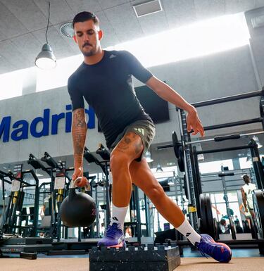 Ceballos durante el entrenamiento en el gimnasio. 