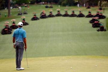 Tiger Woods durante la sesión de preparación para el Torneo de Augusta.