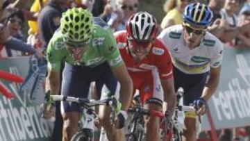 <b>DE PODIO. </b>Valverde, Purito y Contador, durante la Vuelta.