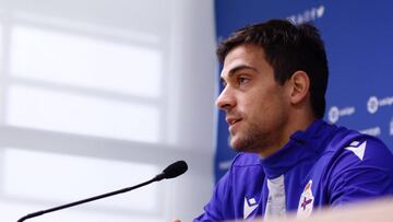 Vasilios Lampropoulos, en rueda de prensa en Abegondo.