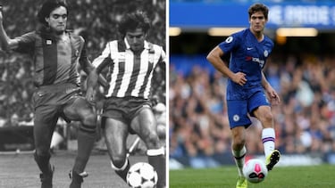 Marcos Alonso Mendoza es el actual defensa del Celta de Vigo, formado en la cantera del Real Madrid, pero que desde muy joven se buscó las castañas fuera del fútbol español. Así en las últimas temporadas, desde que saliera del Real Madrid ha jugado ocho campañas en la Premier con tres equipos (Bolton, Sunderland y Chelsea) y cuatro en la Serie A italiana, en Fiorentina. Pero Marcos Alonso es, de momento, el último eslabón de una cadena futbolística a la que pertenece su padre Marcos Alonso, que jugó en toda su carrera en cuatro equipos: Racing de Santander. Atlético, Barcelona y Logroñés. Precisamente con el equipo azulgrana consiguió los mejores títulos de su trayectoria (2 Copas de La Liga, una Liga, una Copa del Rey y una Supercopa).