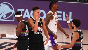 Jamal Murray, durante el tercer partido de las finales de la Conferencia Oeste de los playoffs de la NBA 2020 entre Denver Nuggets y Los Angeles Lakers