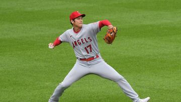 DETROIT, MI - AUGUST 21:  Shohei Ohtani #17 of the Los Angeles Angels warms up in the outfield prior to the start of the game against the Detroit Tigers at Comerica Park on August 21, 2022 in Detroit, Michigan. The Tigers defeated the Angels 4-0.  (Photo by Mark Cunningham/MLB Photos via Getty Images)