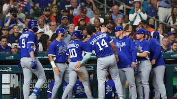 Mar 10, 2026; Houston, TX, United States; Italy shortstop Sam Antonacci (10) celebrates his run against the United States in the sixth inning at Daikin Park. Mandatory Credit: Thomas Shea-Imagn Images