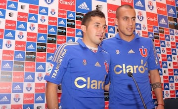 Zúñiga, junto al uruguayo Guzmán Pereira, en su llegada a la U, en 2014.