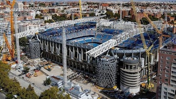 El estadio Santiago Bernabéu, en obras.