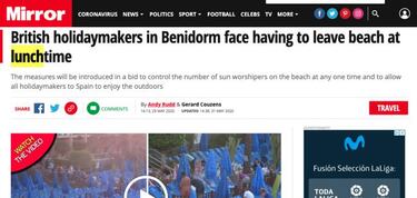 La prensa brit¨¢nica boicotea a Benidorm despu¨¦s de que haya fijado horarios para ir a la playa