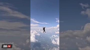 A skydiver posted this video to TikTok where she pulls off an impressive move in which she looks like she’s walking in the middle of the sky.