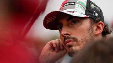 Misano Adriatico (Italy), 08/09/2024.- Francesco Bagnaia of Italy and Ducati Lenovo Team looks on prior the Race of the Motorcycling Grand Prix of San Marino and Riviera di Rimini Marco Simoncelli Circuit on the podium in Misano Adriatico, Italy, 08 September 2024. (Motociclismo, Ciclismo, Francia, Italia) EFE/EPA/DANILO DI GIOVANNI