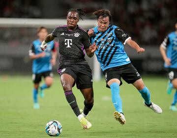 Mathys Tel, en el amistoso que enfrentó al Bayern Múnich con el Kawasaki Frontale en Tokio el 29 de julio.