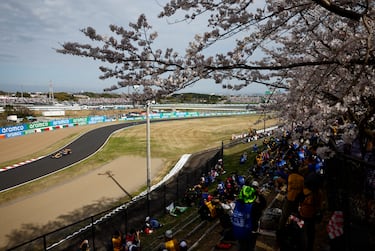 Lando Norris visto desde la grada del Circuito de Suzuka.