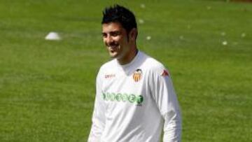 <b>GOLEADOR. </b>David Villa, durante un entrenamiento con el Valencia.