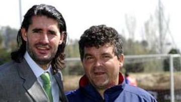 <b>VIEJOS TIEMPOS.</b> Caminero y Onésimo recordaron los viejos tiempos cuando jugaban al fútbol en el club pucelano.