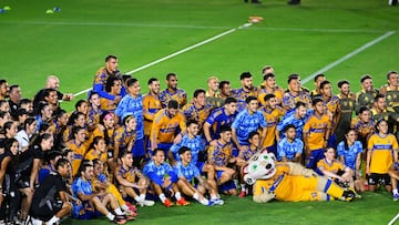 Tigres cautiva con entrenamiento mixto