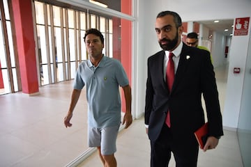 Rubi y Mohamed El Assy, durante la presentación del nuevo técnico de la UD Almería.