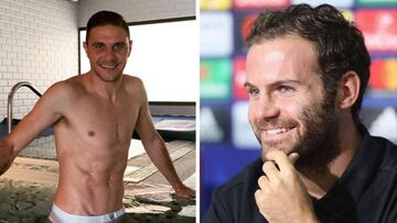 Imágenes de Joaquín en calzoncillos en un jacuzzi y de Juan Mata sonriendo durante una rueda de prensa con el Manchester United.