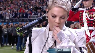Pink gets rid of throat lozenge before belting out national anthem