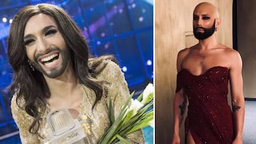 La cantante austr&iacute;aca Conchita Wurst celebrando su triunfo en el Festival de Eurovisi&oacute;n 2014 y rapada al cero el s&aacute;bado 23 de febrero en la edici&oacute;n n&uacute;mero 30 del evento Tuntenball de Graz (Austria) que celebra la diversidad LGTBI. 