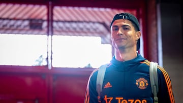 MANCHESTER, ENGLAND - OCTOBER 19:    Cristiano Ronaldo of Manchester United arrives prior to the Premier League match between Manchester United and Tottenham Hotspur at Old Trafford on October 19, 2022 in Manchester, United Kingdom. (Photo by Ash Donelon/Manchester United via Getty Images)