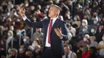 El entrenador del Barcelona, Sarunas Jasikevicius, valoró la victoria de su equipo ante el ASVEL, en la 23ª jornada de la Euroliga 2021-22.