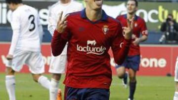 GOLEADOR. Oriol le marcó dos tantos al Madrid en El Sadar.