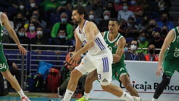 Sergio Llull Melia of Real Madrid Baloncesto in action during Turkish Airlines Euroleague basketball match between Real Madrid and Zalgiris at Wizink Center on November 12th, 2021 in Madrid, Spain.
AFP7
12/11/2021 ONLY FOR USE IN SPAIN