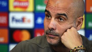 Pep Guardiola durante la rueda de prensa previa al partido de vuelta contra el Real Madrid.