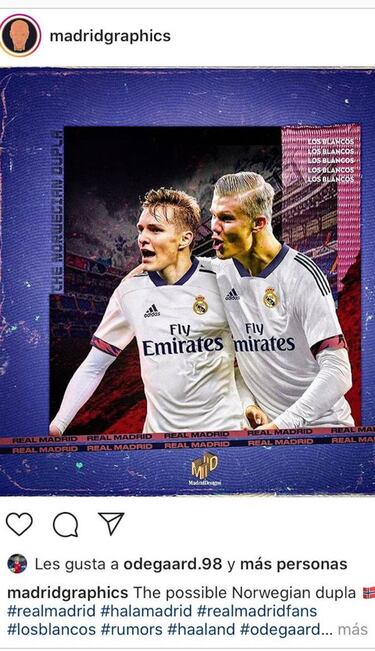 A Odegaard 'le gusta' verse en el Madrid con Haaland