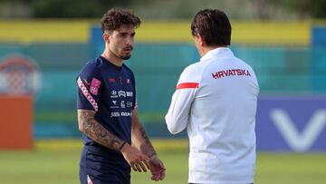 Vrsaljko, del Atlético de Madrid, en un entrenamiento con Croacia.
