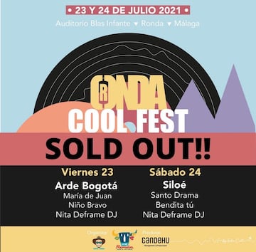 Cartel del Ronda Cool Fest, organizado por David en 2021, con Arde Bogotá, Siloé...