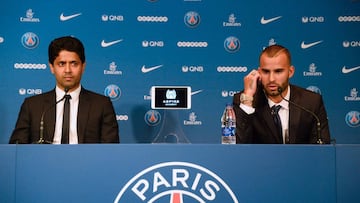 Al-Khelaifi y Jesé durante el acto de presentación