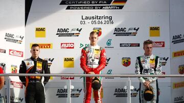 Mick Schumacher, e el podio de Lausitzring.