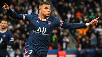 Kylian MBAPPE of PSG celebrates his goal during the French championship Ligue 1 football match between Paris Saint-Germain and FC Lorient on April 3, 2022 at Parc des Princes stadium in Paris, France - Photo Matthieu Mirville / DPPI
 AFP7 
 03/04/2022 ONL