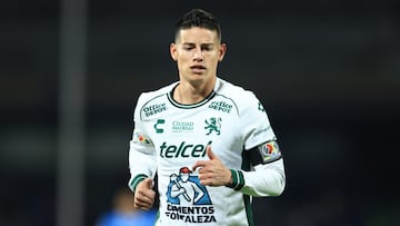 James Rodriguez of Leon during the Quarter-Final second leg match between Cruz Azul and Leon as part of the Liga BBVA MX, Torneo Clausura 2025 at Olimpico Universitario Stadium on May 11, 2025 in Mexico City, Mexico.