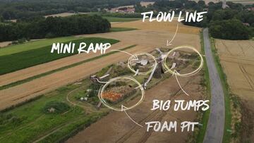 Las rampas, saltos de tierra, piscinas de espuma, etc que tiene Szymon Godziek para el MTB y el FMX en Polonia.