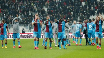 Soccer Football - Super Lig - Besiktas vs Trabzonspor - Vodafone Arena, Istanbul, Turkey - February 22, 2020  Trabzonspor players applaud fans after the match   REUTERS/Murad Sezer