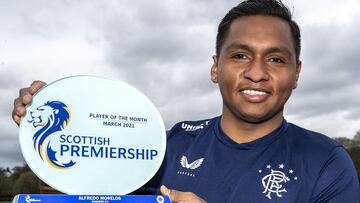 Alfredo Morelos, mejor jugador de marzo en la liga escocesa