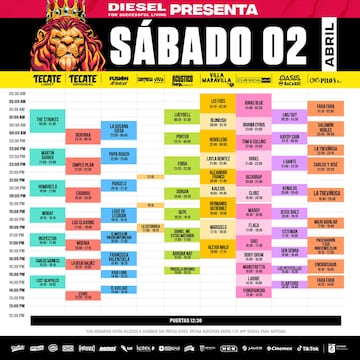 Horarios sábado Pa’l Norte 2022