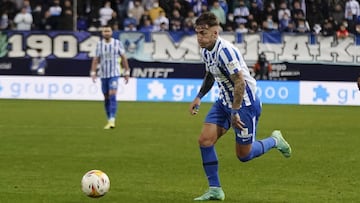Brandon, durante el Málaga - Sporting.
