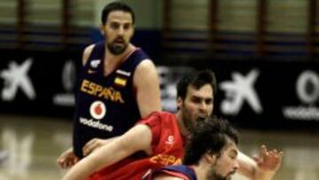 Sergio Llull, en un entrenamiento con España.