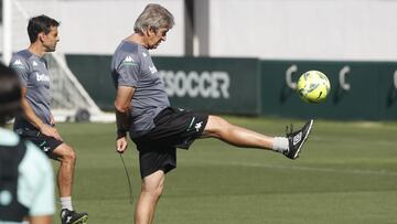 Pellegrini, en un entrenamiento.