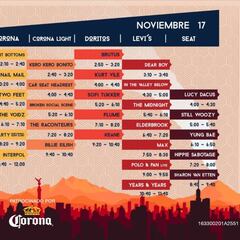 Horarios y grupos por escenario; domingo para el Corona Capital